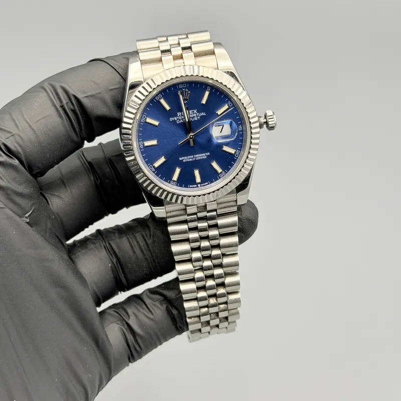 Premium Date Just Watch Blue Dial Silver Jubilee