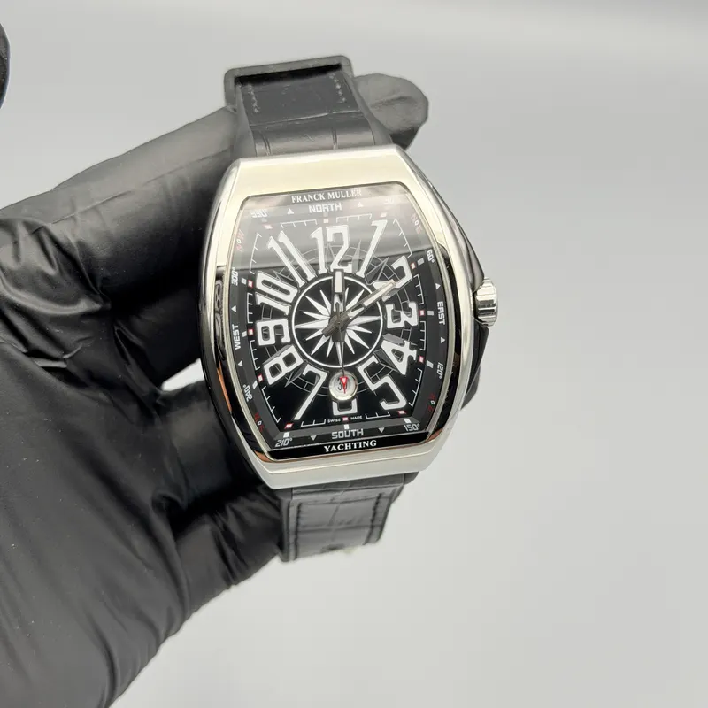 Vanguard Yachting Style Watch Black Arabic Dial Black Leather Strap