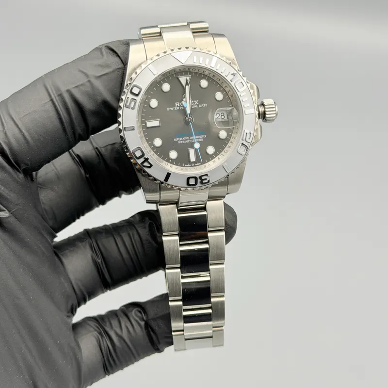 Yacht Master Watch Rhodium Luminous Dial Silver Oyster