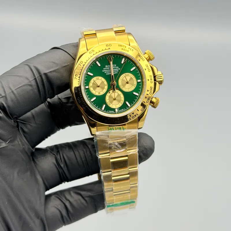 Chronograph Watch Green Dial Gold Oyster