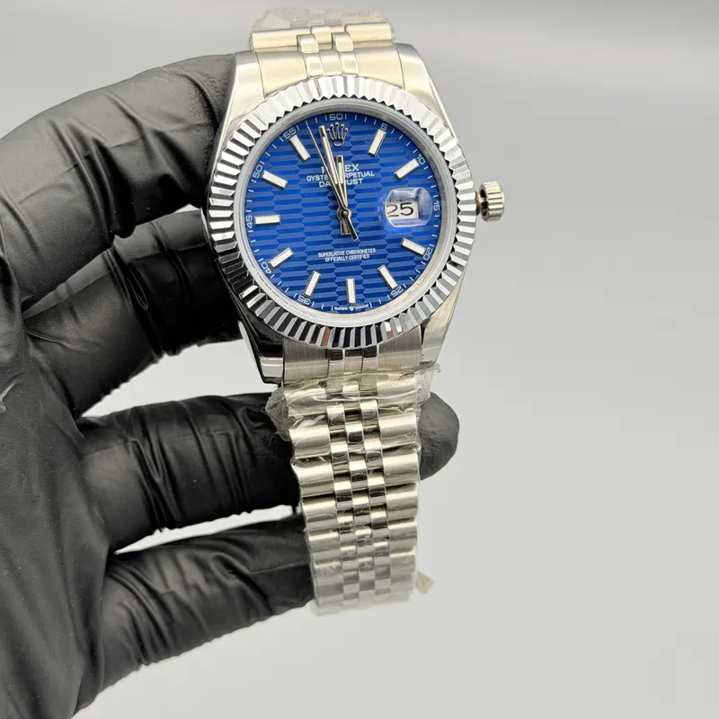 Date Just Watch Blue Fluted Dial Silver Jubilee