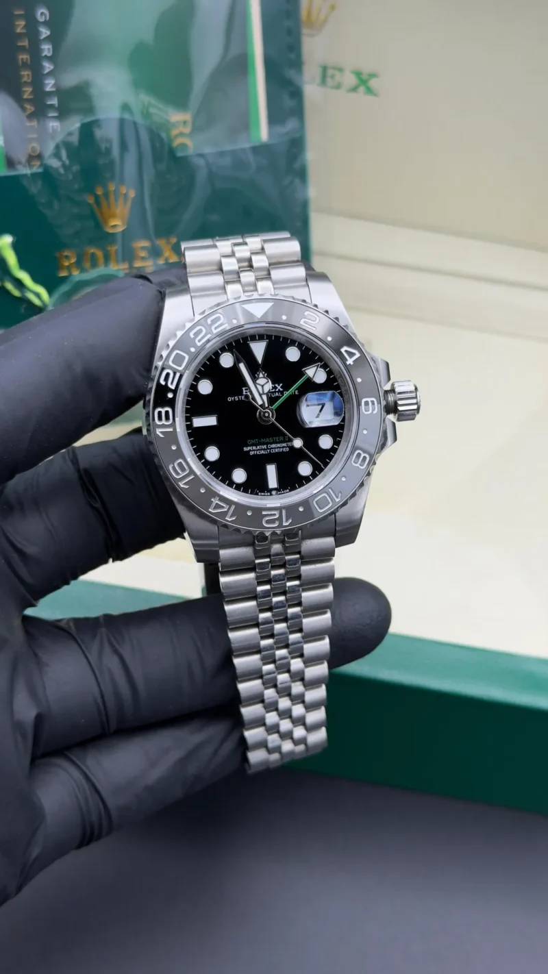 GMT Master II Bruce Wayne Watch Black Dial Silver Jubilee