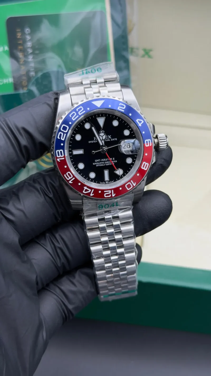 GMT Master II Pepsi Watch Black Dial Silver Jubilee