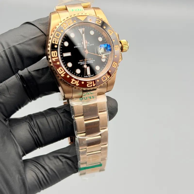 GMT Master II Watch Root Beer Black Dial Rose Gold Oyster - Image 3
