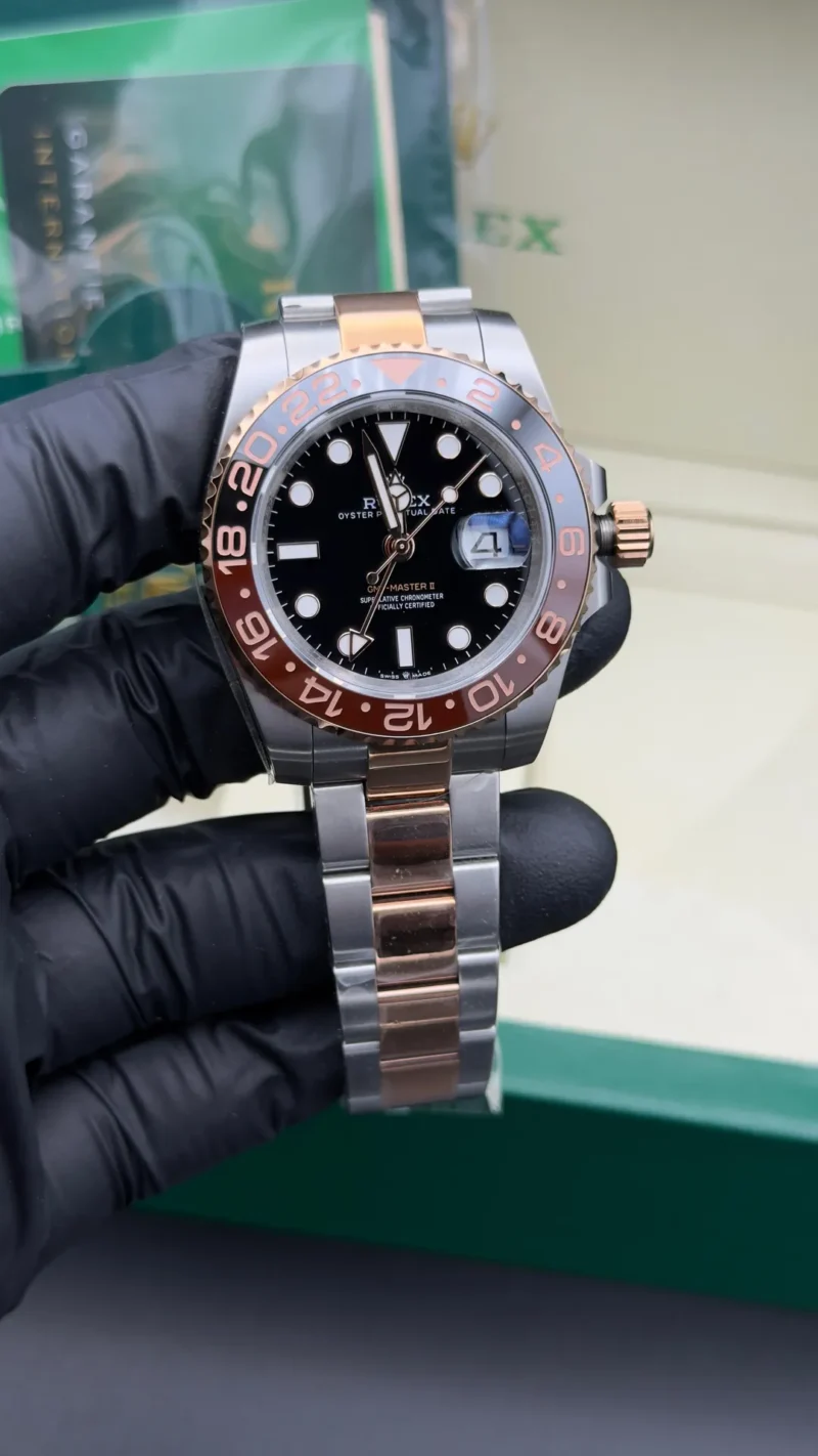 GMT Watch Root Beer Black Dial Two-Tone Oyster