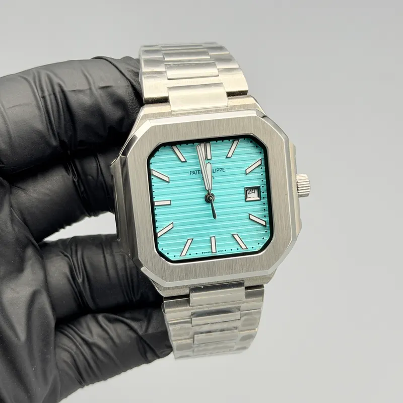 Nautilus Cube Style Watch Tiffany Dial Integrated Bracelet