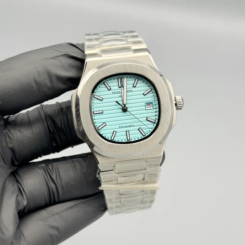 Nautilus Style Watch Tiffany Dial Integrated Bracelet