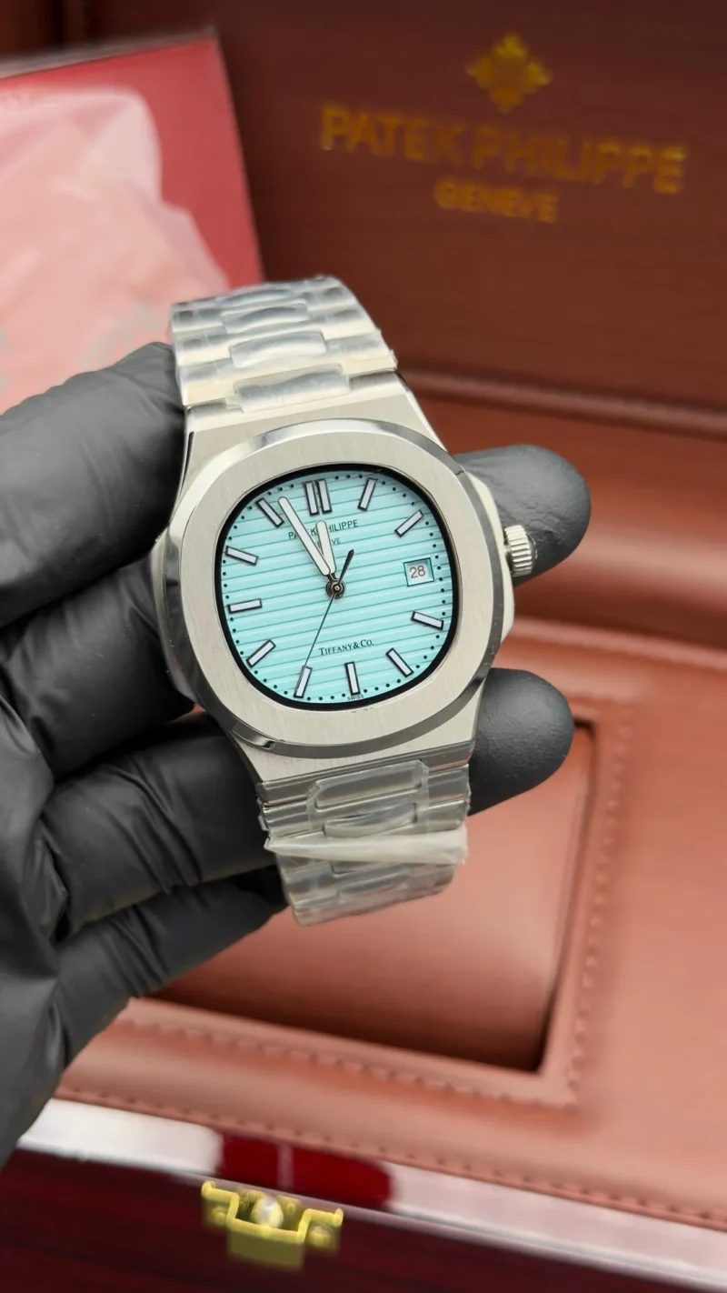Nautilus Style Watch Tiffany Dial Integrated Bracelet