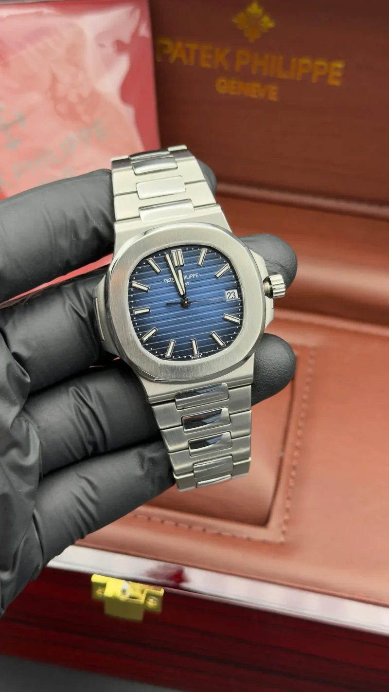 Nautilus Style Watch Ultra Premium Blue Dial Integrated Bracelet
