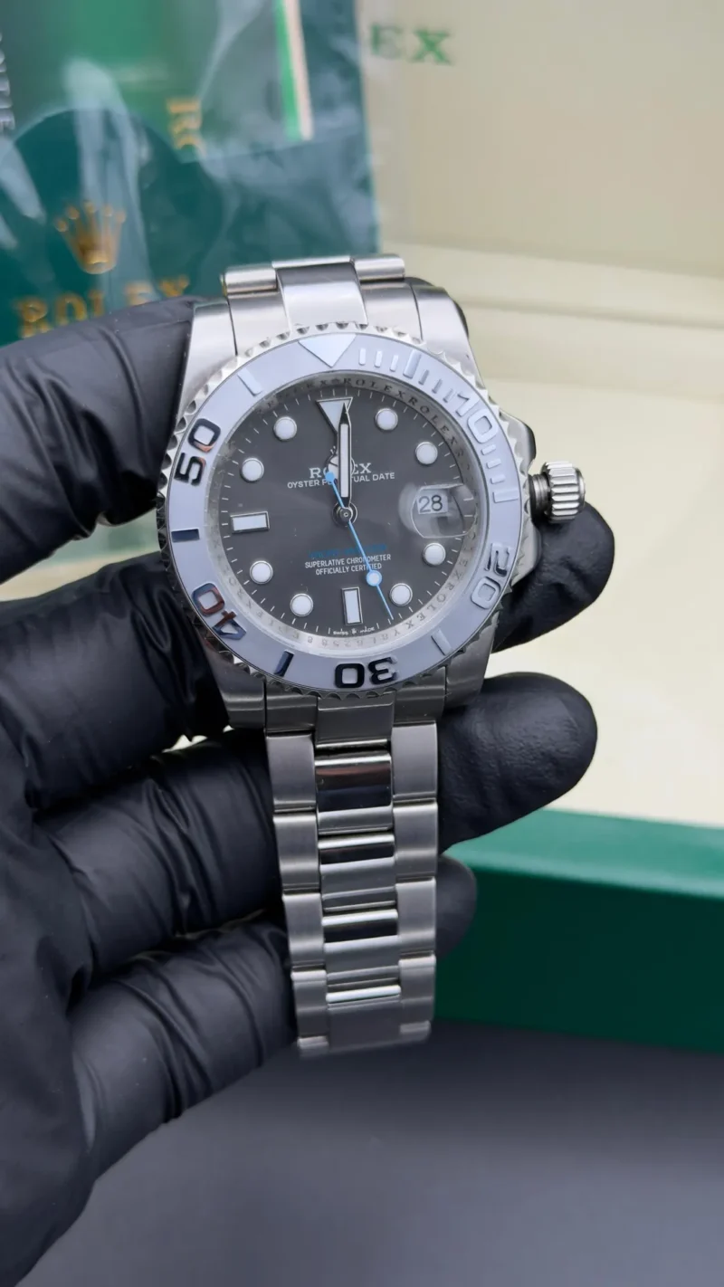 Yacht Master Watch Rhodium Luminous Dial Silver Oyster
