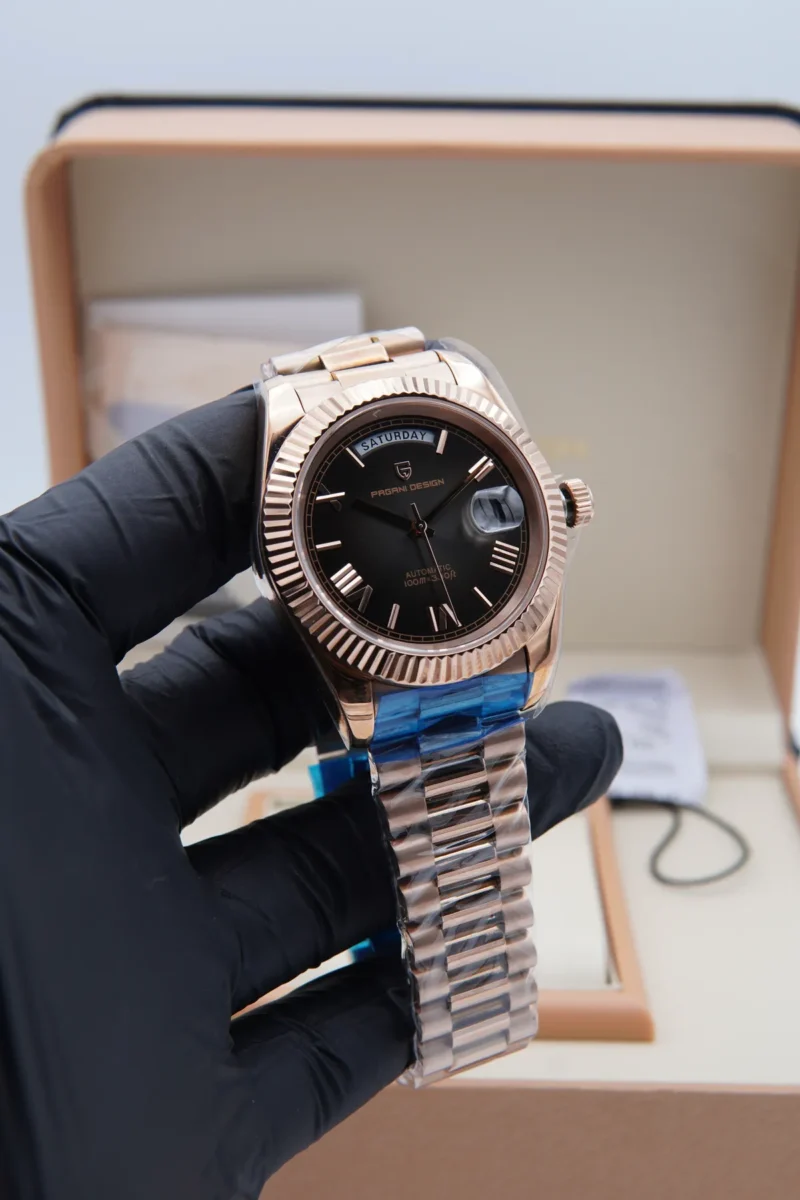 Pagani Design PD‑1783 Smokie Black Dial Automatic Watch – Rose Gold Chain (40mm)