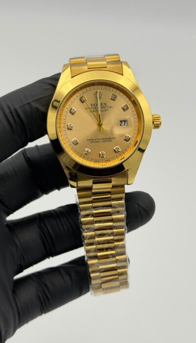 Champagne Gold Dial Full Gold Watch – Crystal Markers