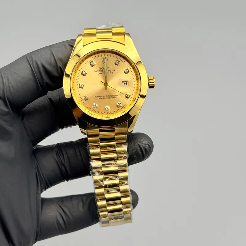 Champagne Gold Dial Full Gold Watch – Crystal Markers