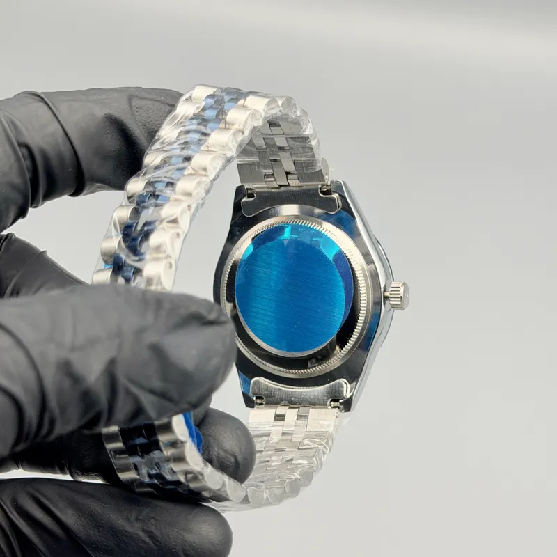 Deep Blue Dial Silver Watch – Blue Fluted Bezel & Crystal Markers - Image 5
