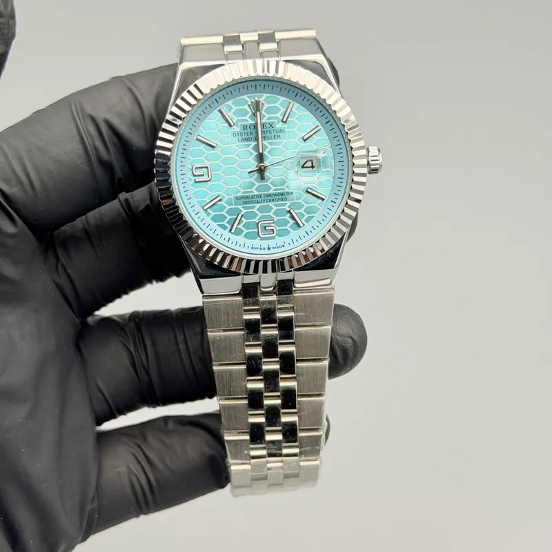 Aqua Blue Semi-Automatic Watch – Jubilee Bracelet