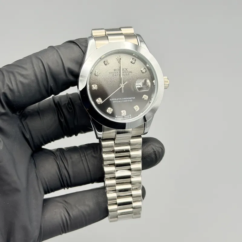 Black Gradient Dial Silver Watch – Crystal Markers - Image 3