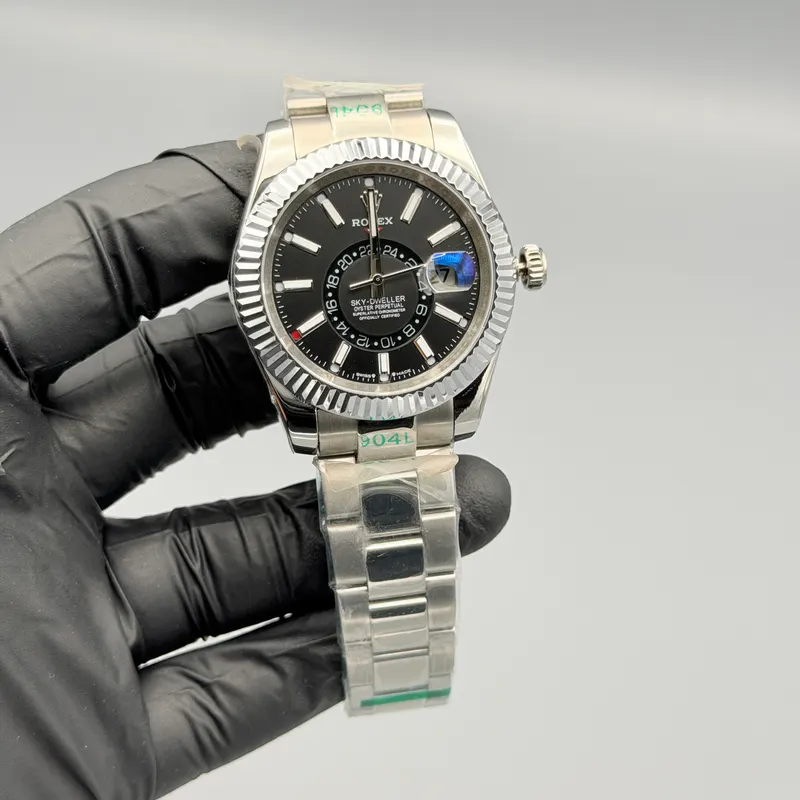 Sky Dweller Watch Black Dial Silver Oyster